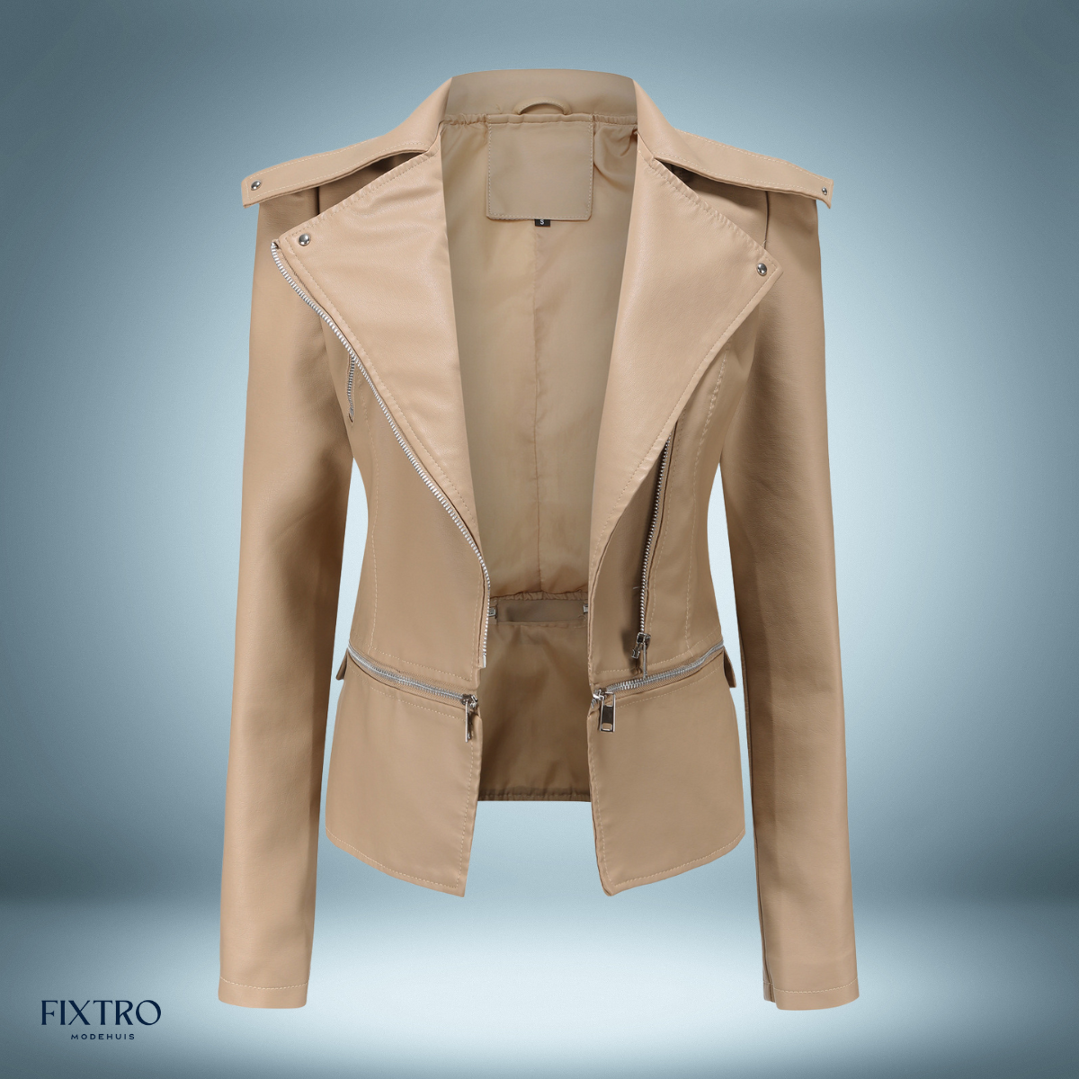 Leather jacket Open collar Biker style