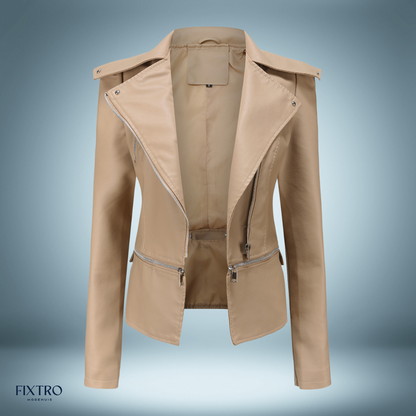 Leather jacket Open collar Biker style