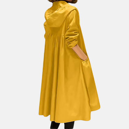 Waterproof Women's Knee-Length Jacket with Hood