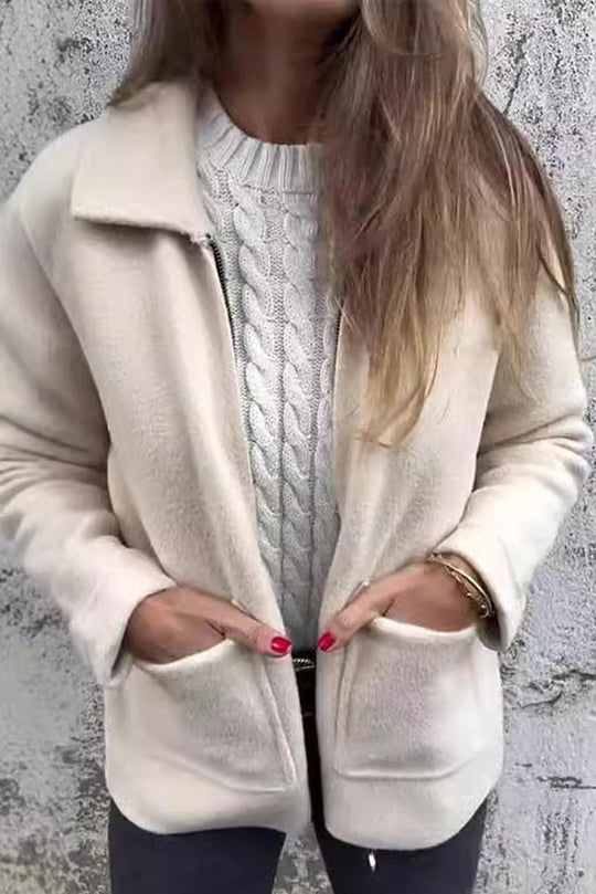 Practical leisure jacket Lapel pocket zipper