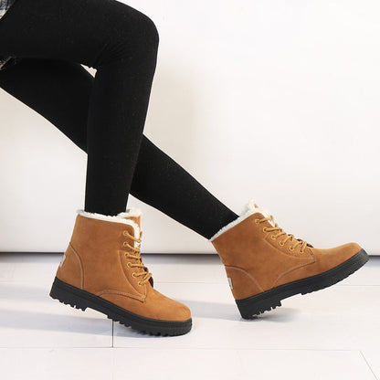 Stylish Suede Lace-up Ankle Boots