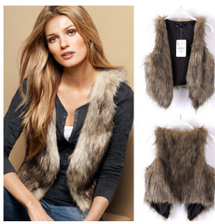Damen Mode Weste Kunstfell Trendy Schnitt - IdealeKleiden