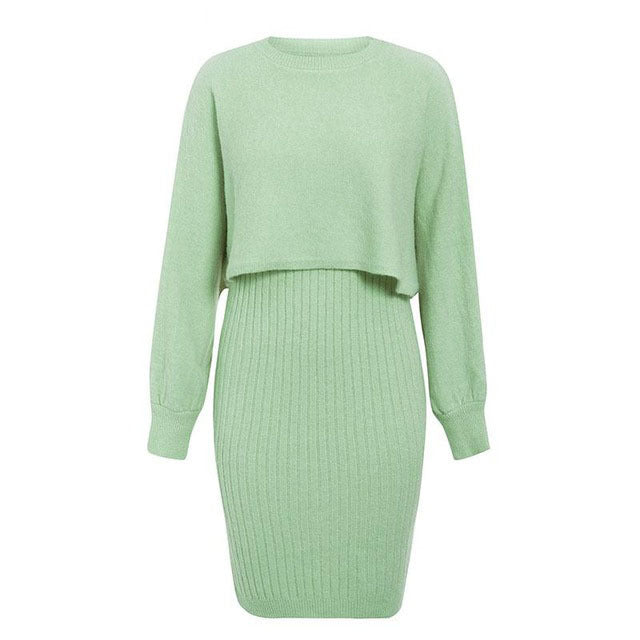 Women's Rib-Knit Dress with Crop Top