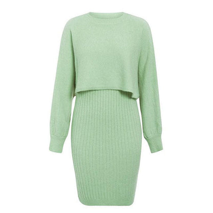 Women's Rib-Knit Dress with Crop Top