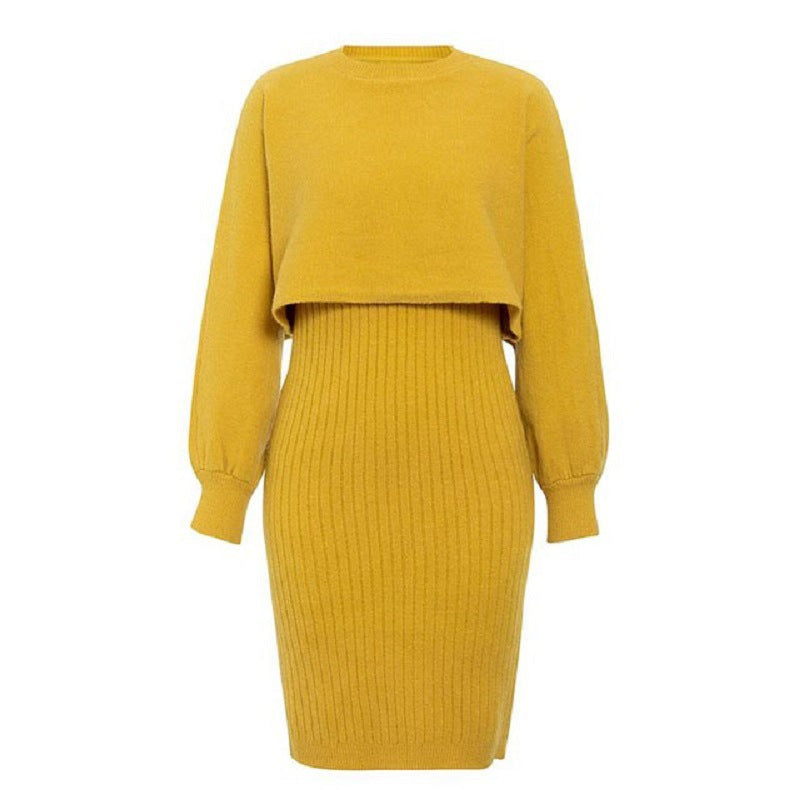 Women's Rib-Knit Dress with Crop Top