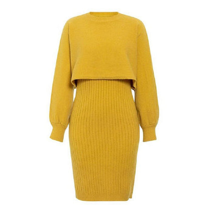 Women's Rib-Knit Dress with Crop Top
