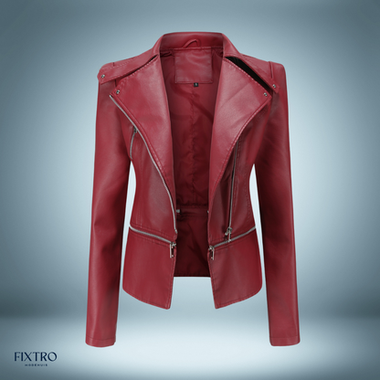 Leather jacket Open collar Biker style