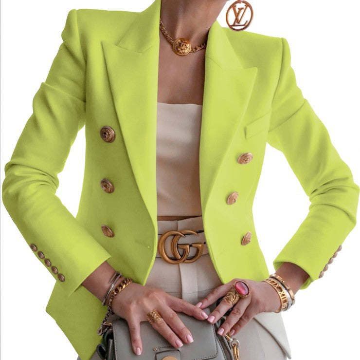 Damen Blazer Elegant Goldknöpfe Business Look