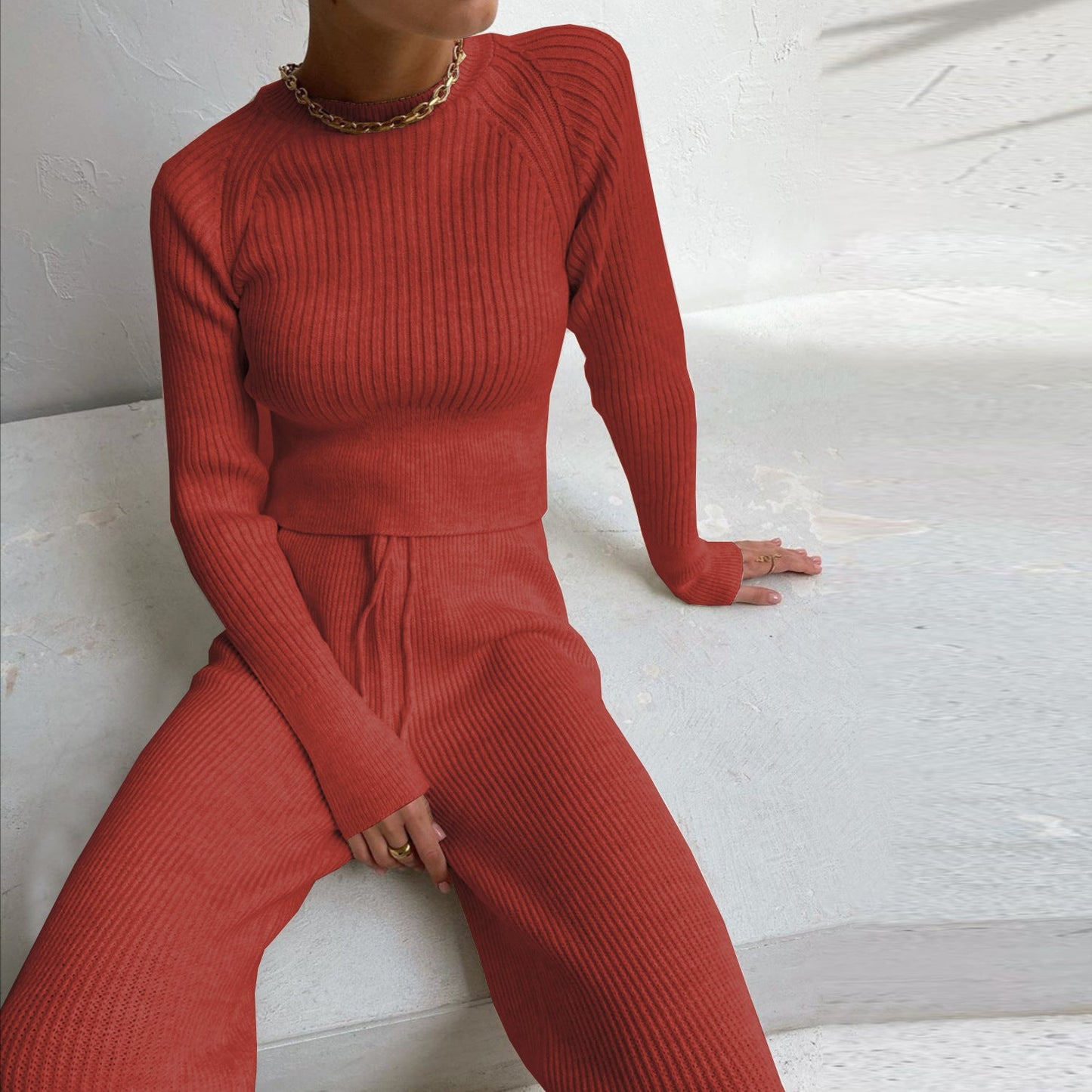 Women's Trouser Suit Wide Leg Elegant High-Neck