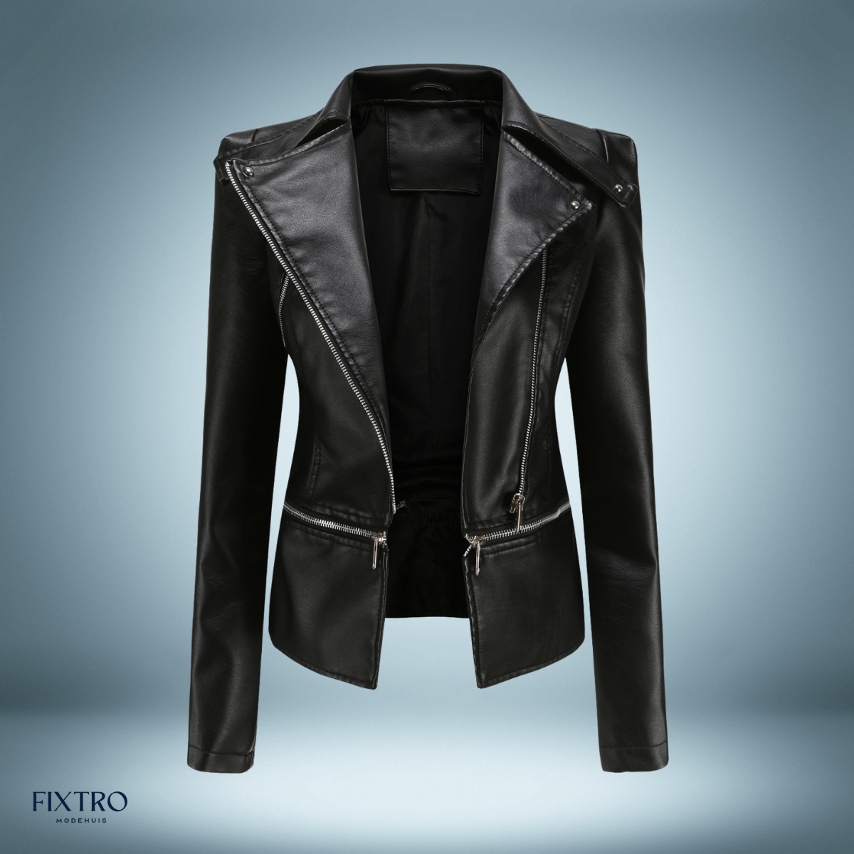 Leather jacket Open collar Biker style