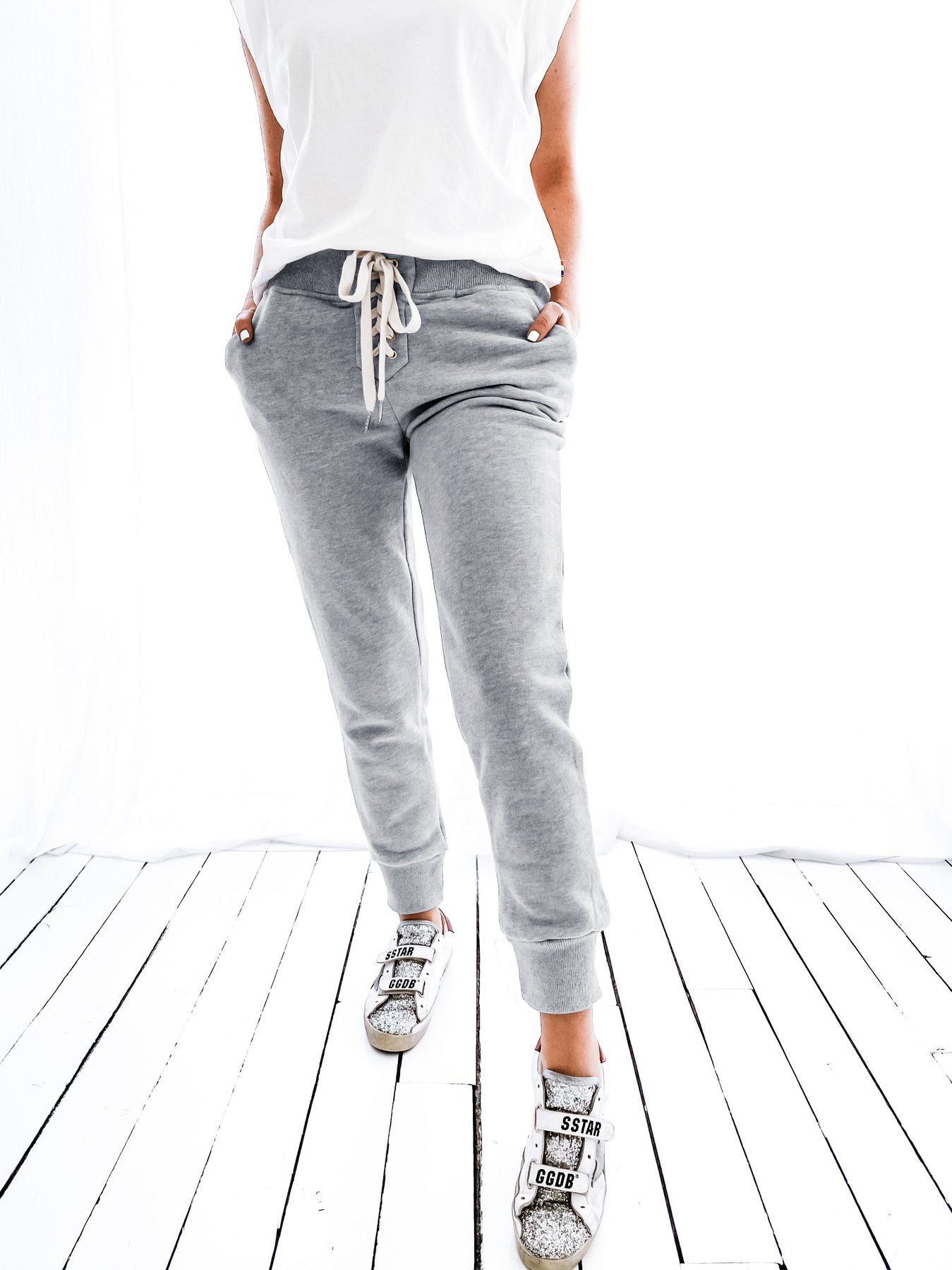 Women's Jogging Bottoms Comfortable Elastic With Side Pockets