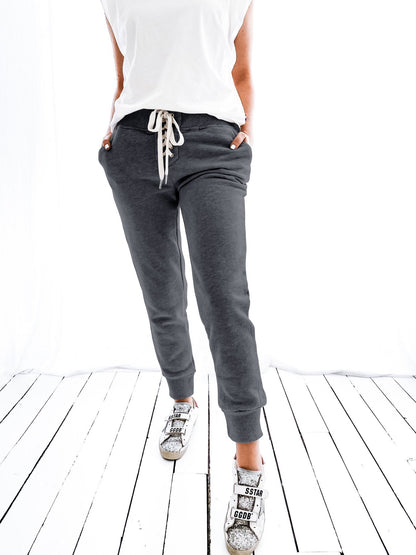 Women's Jogging Bottoms Comfortable Elastic With Side Pockets