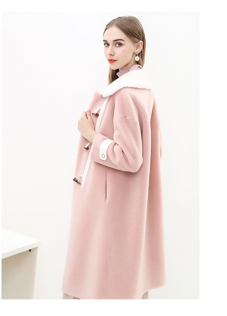 Women's Wool Coat Modern Faux Fur Collar Elegant Women's Clothing