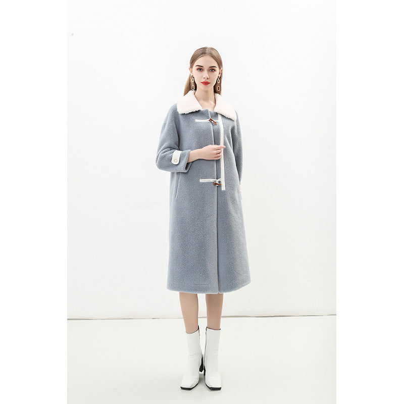 Women's Wool Coat Modern Faux Fur Collar Elegant Women's Clothing