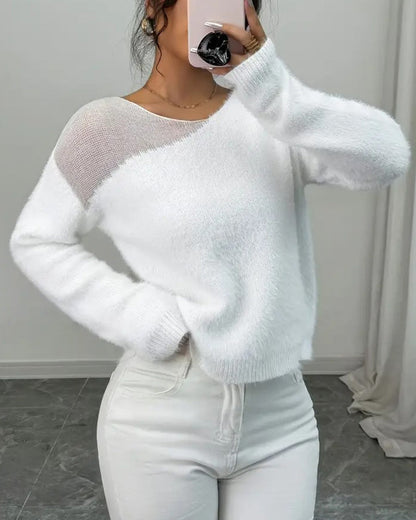Stylish Long-Sleeve Sweater Modern Women's Black