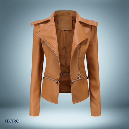 Leather jacket Open collar Biker style