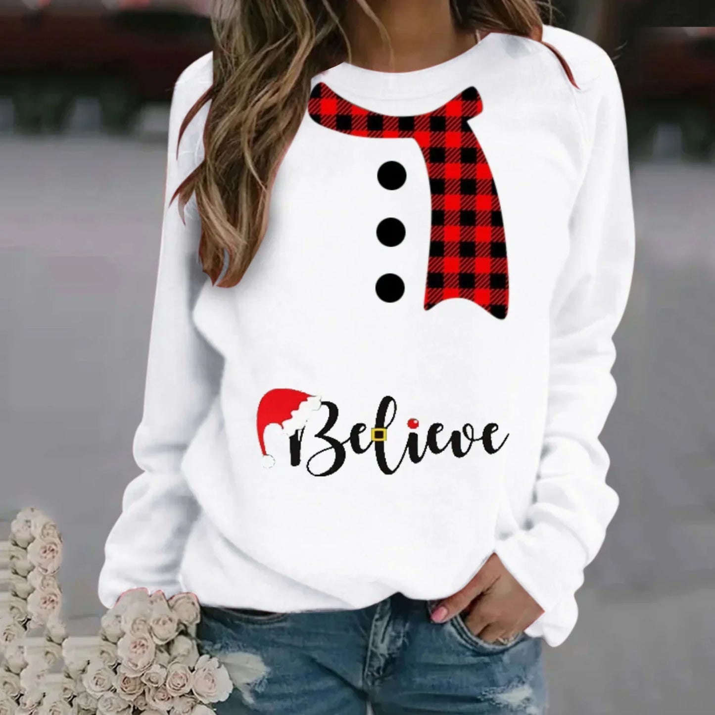 Weihnachtspullover Damen Langarm Modal Weich - IdealeKleiden