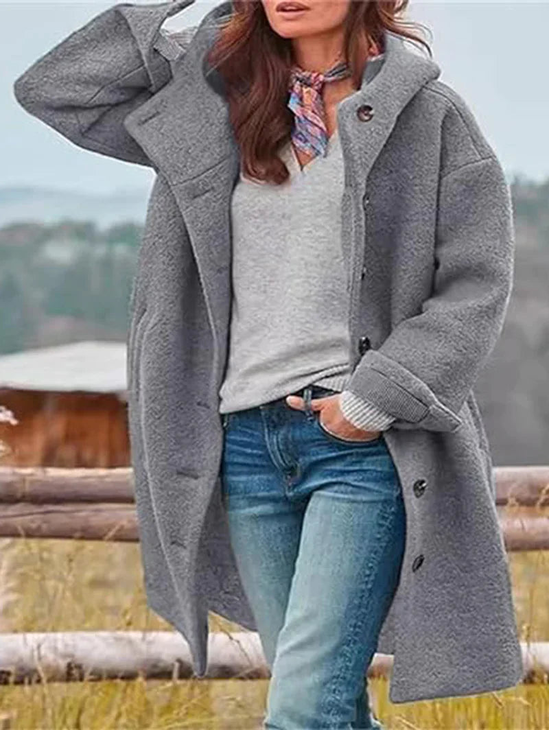 Warm Wool Jacket Women Hooded