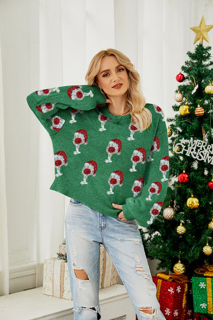 Christmas Dress Warm Puff Sleeve Sweater