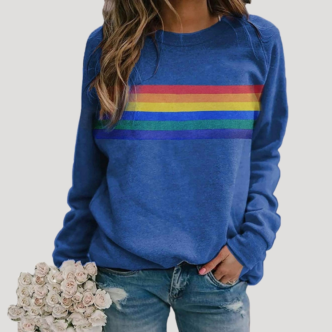 Women's Colorful Rainbow Striped Sweatshirt