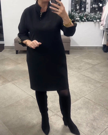 Elegant dress with stand-up collar