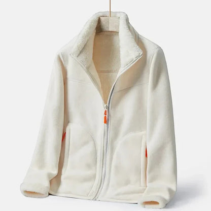 Double-breasted Women's Fleece Jacket Warm Elegant