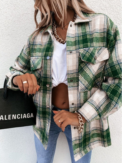 Oversized Flannel Shirt Jacket Plaid Relaxed Fit