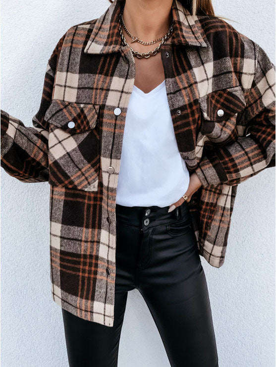 Große Overshirt Flanell Karomuster Lässig - IdealeKleiden