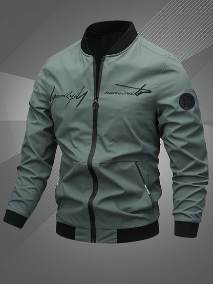 Stylish Men's Bomber Jacket with Monogram Embroidery