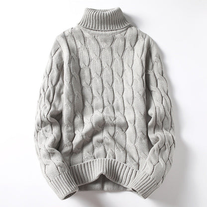 Herren Strickpullover Rollkragen Zopfmuster Elegante Mode