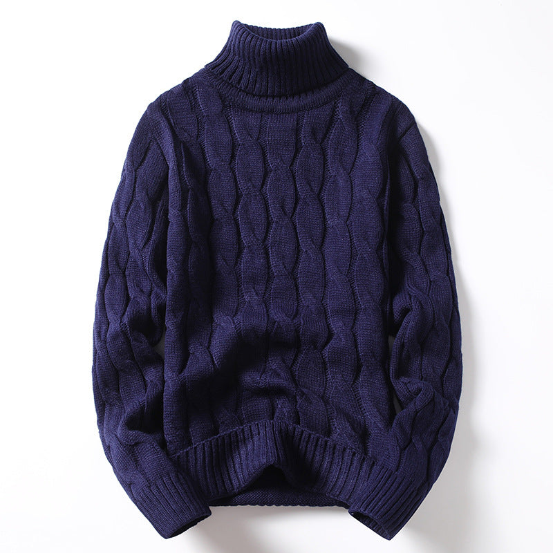 Herren Strickpullover Rollkragen Zopfmuster Elegante Mode