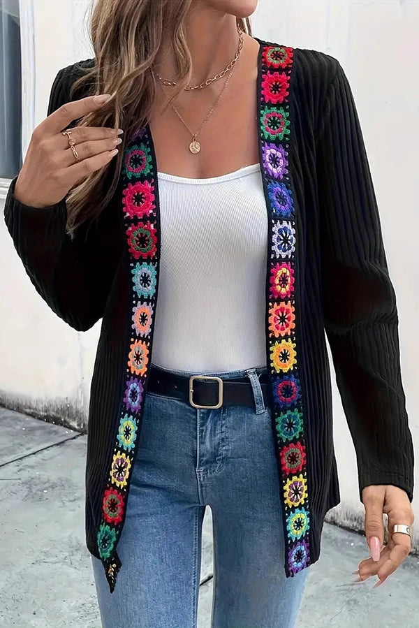 Elegant Cardigan Floral Long Sleeve