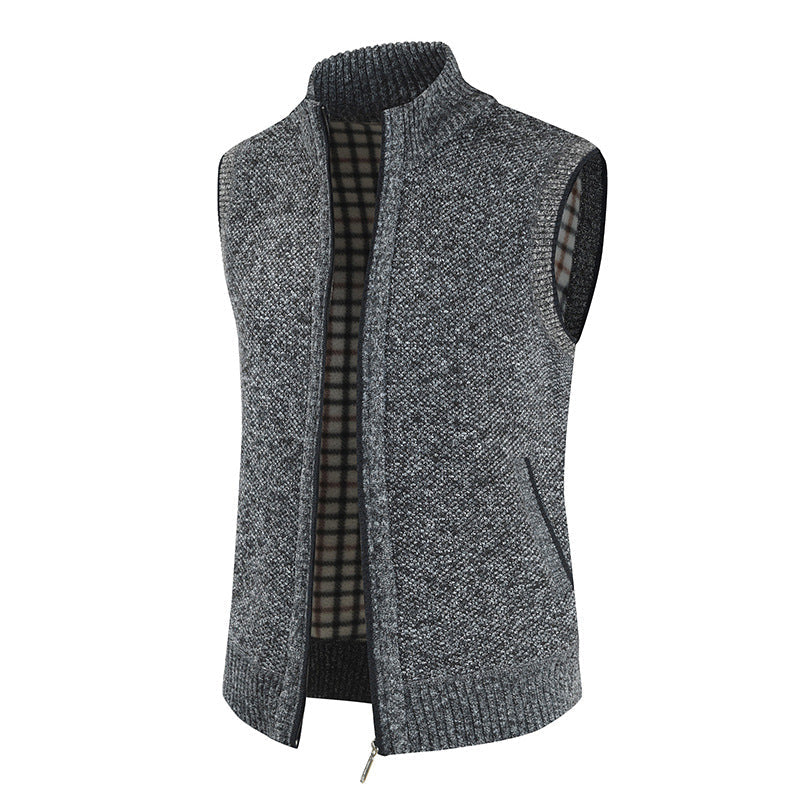 Men's Knitted Vest Modern Stand-up Collar Zipper