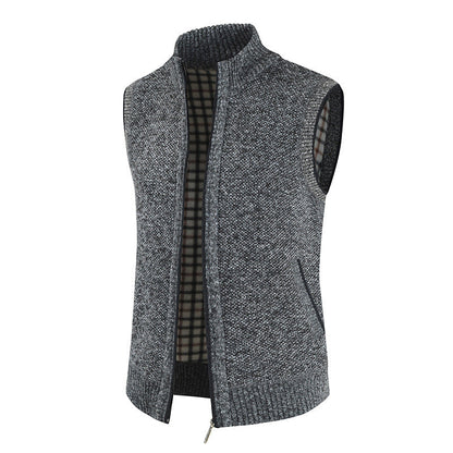 Men's Knitted Vest Modern Stand-up Collar Zipper