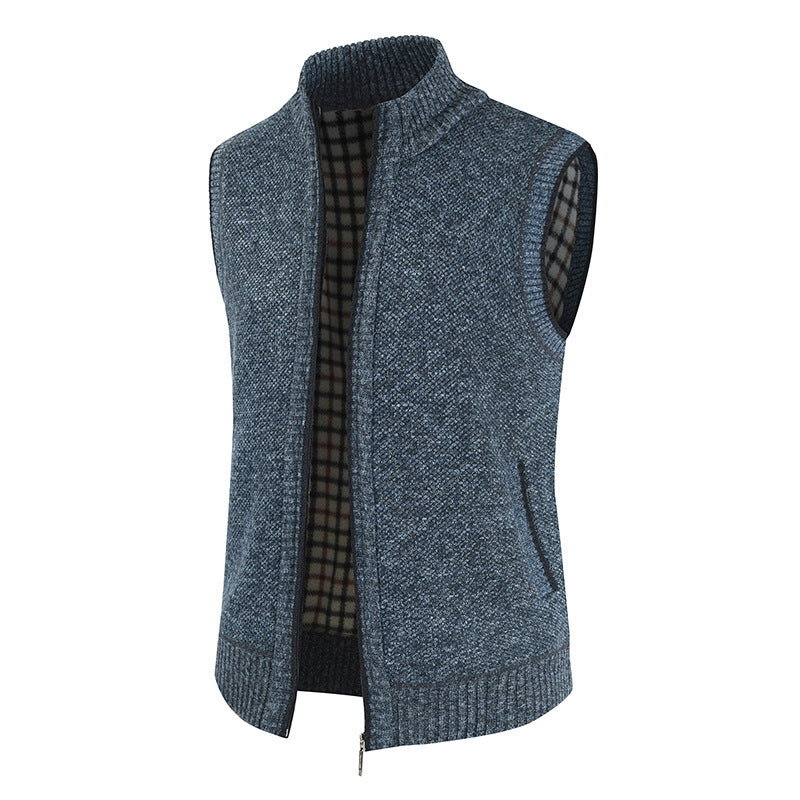 Men's Knitted Vest Modern Stand-up Collar Zipper