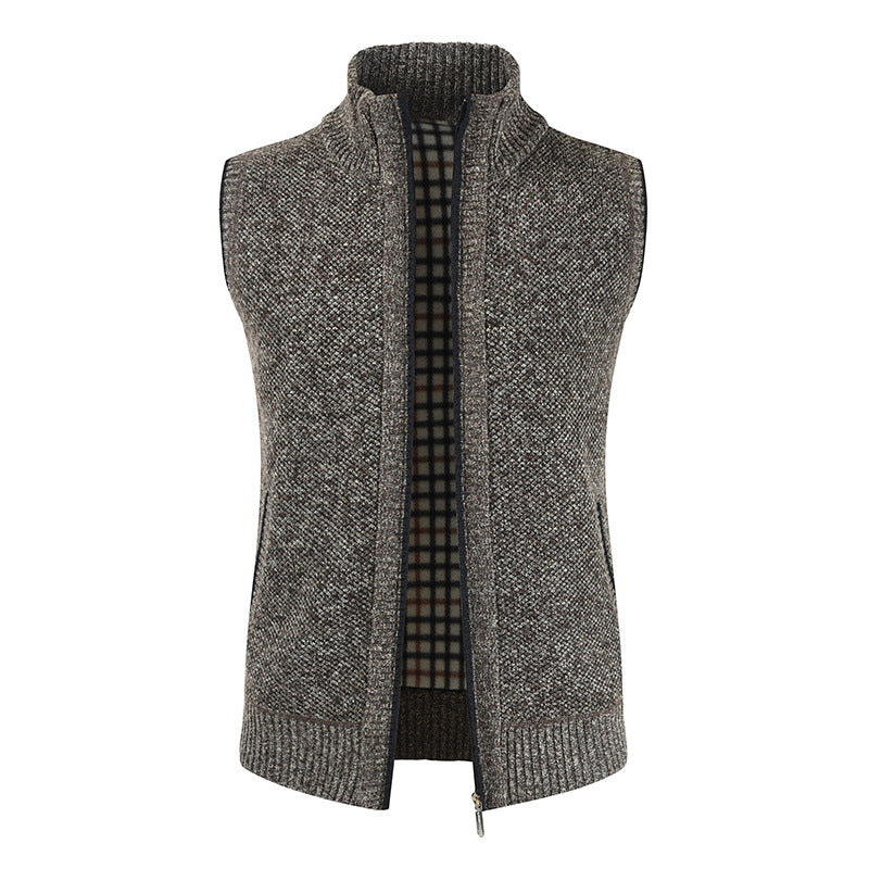 Men's Knitted Vest Modern Stand-up Collar Zipper