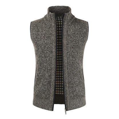 Men's Knitted Vest Modern Stand-up Collar Zipper