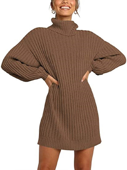 Women's Knitted Dress Elegant Design Wide Sleeves