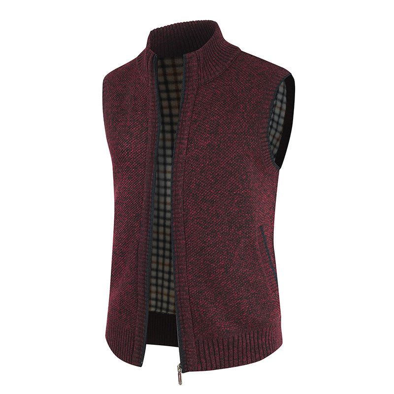 Men's Knitted Vest Modern Stand-up Collar Zipper