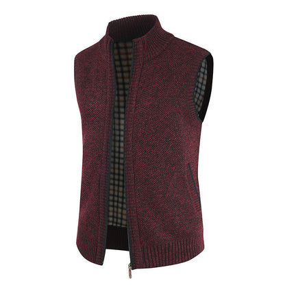 Men's Knitted Vest Modern Stand-up Collar Zipper