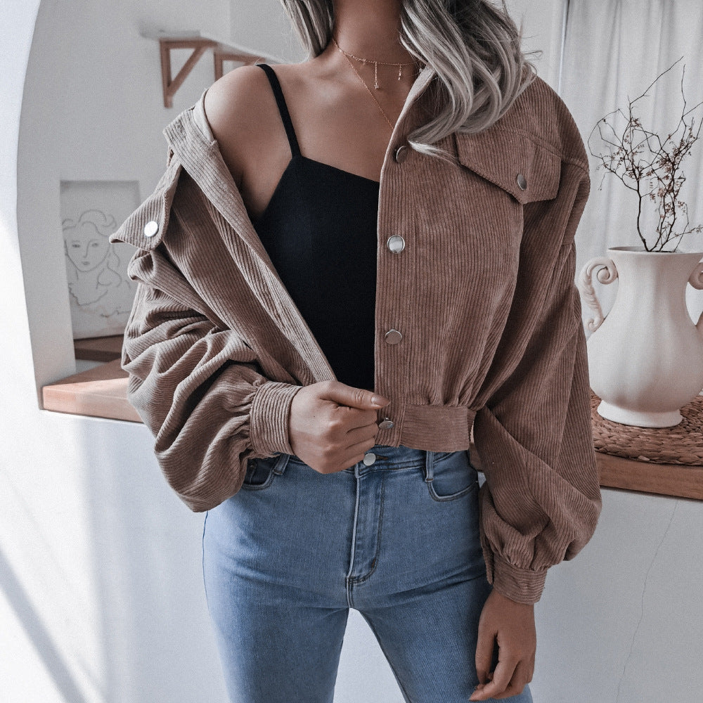 Stylish Women's Short Corduroy Jacket