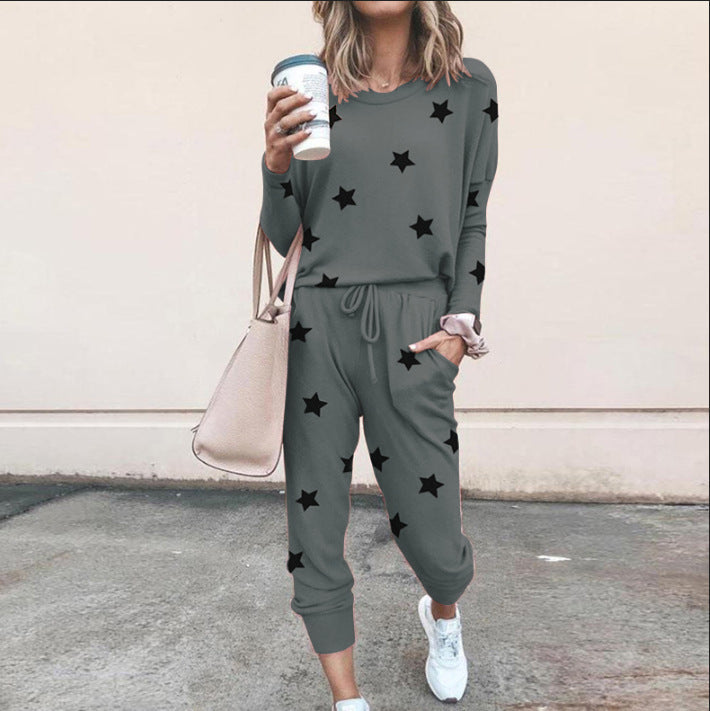 Damen Sweatpants-Set Sternen-Muster Elastisch Bequem