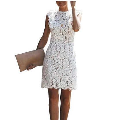Romantic Women's Dress Lace Ruffles Elegant