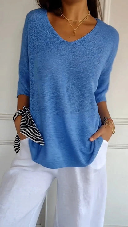 Women's V-Neck Sweater Comfortable Loose