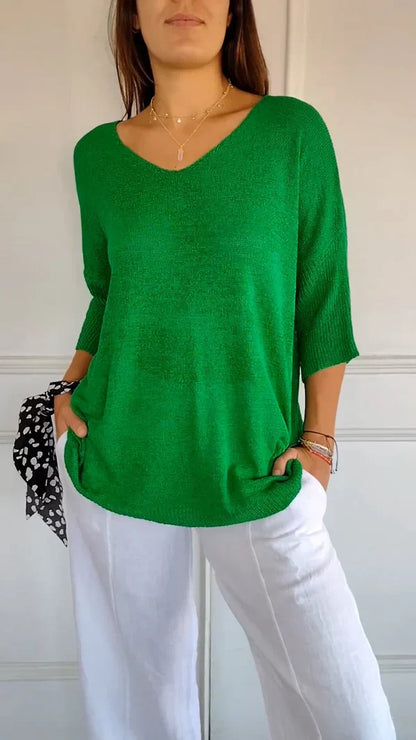 Elegant Women's Top V-Neck Modern
