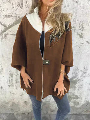 Stylish Stand-Up Collar Jacket Short Zipper