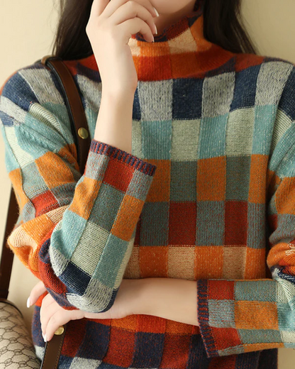 Kaschmir Pullover Luxus Patchwork Rollkragen - IdealeKleiden