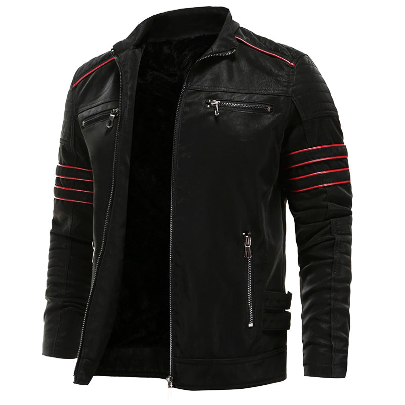 Men's Black Leather Biker Jacket