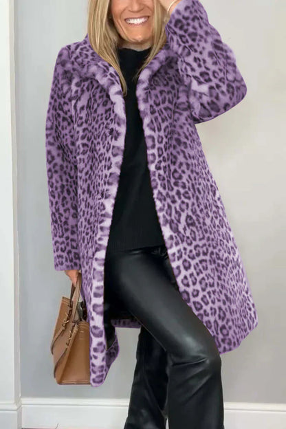 Women's Winter Coat Animal Print Trendy