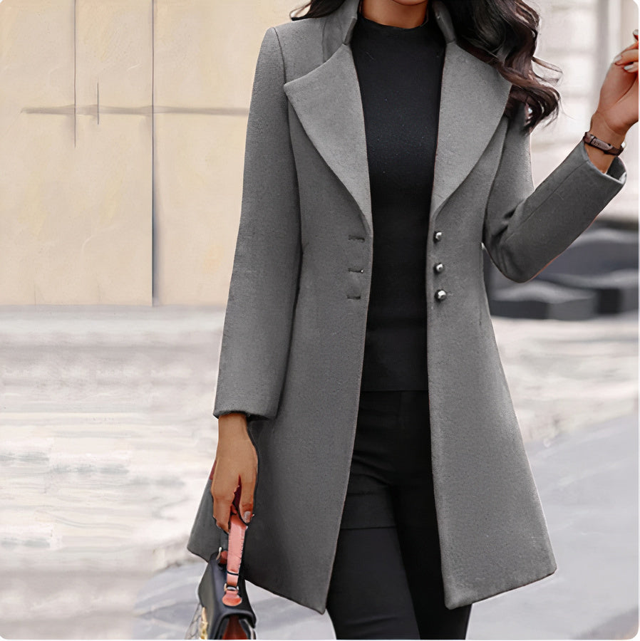 Elegant women's coat Tailored fit Lapel collar